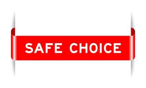 Red color inserted label banner with word safe choice on white background Stock Illustration
