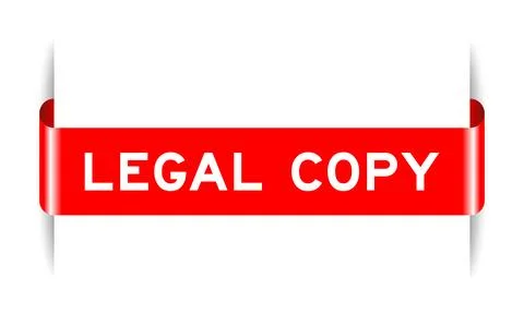 Red color inserted label banner with word legal copy on white background Stock Illustration