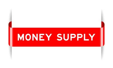 Red color inserted label banner with word money supply on white background Stock Illustration