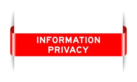 Red color inserted label banner with word information privacy on white back.. Stock Illustration