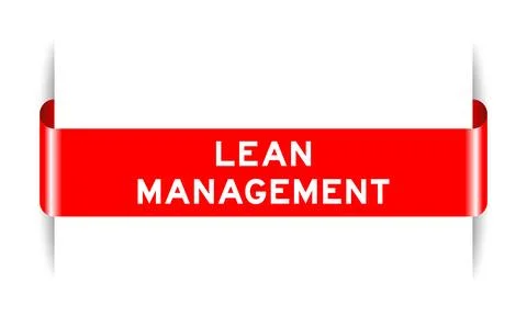 Red color inserted label banner with word lean management on white background Stock Illustration
