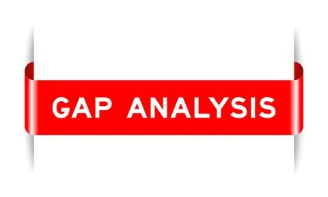 Red color inserted label banner with word gap analysis on white background Stock Illustration