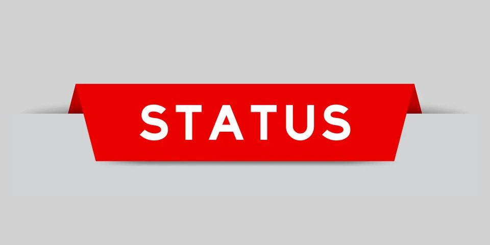 Red color inserted label with word status on gray background Illustrazione stock