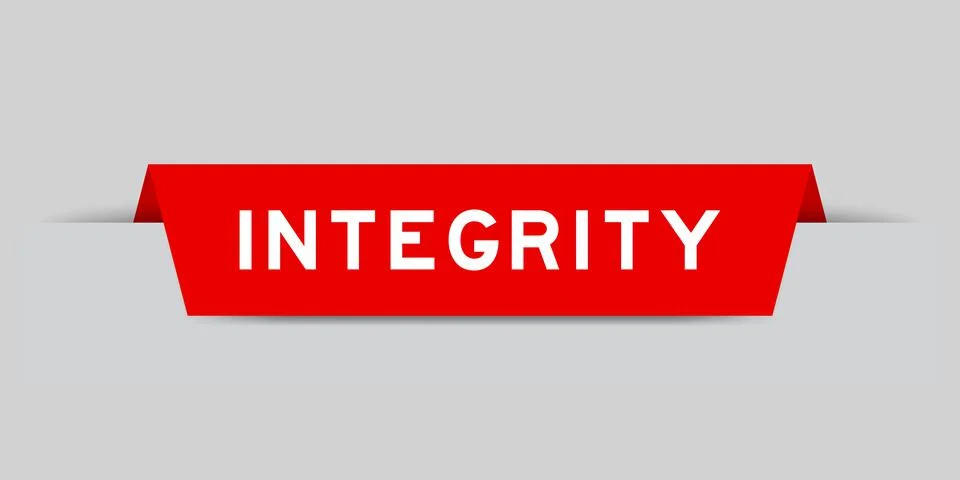 Red color inserted label with word integrity on gray background Stock Illustration
