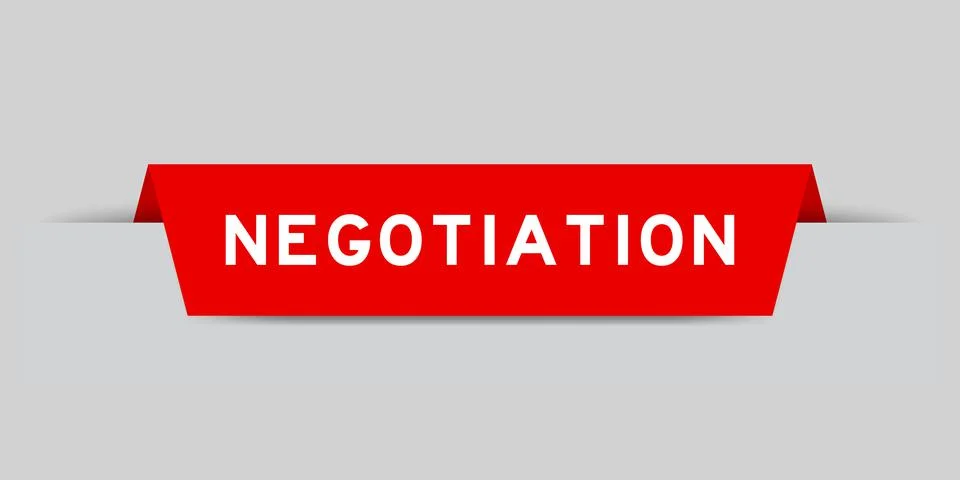 Red color inserted label with word negotiation on gray background Stockillustratie