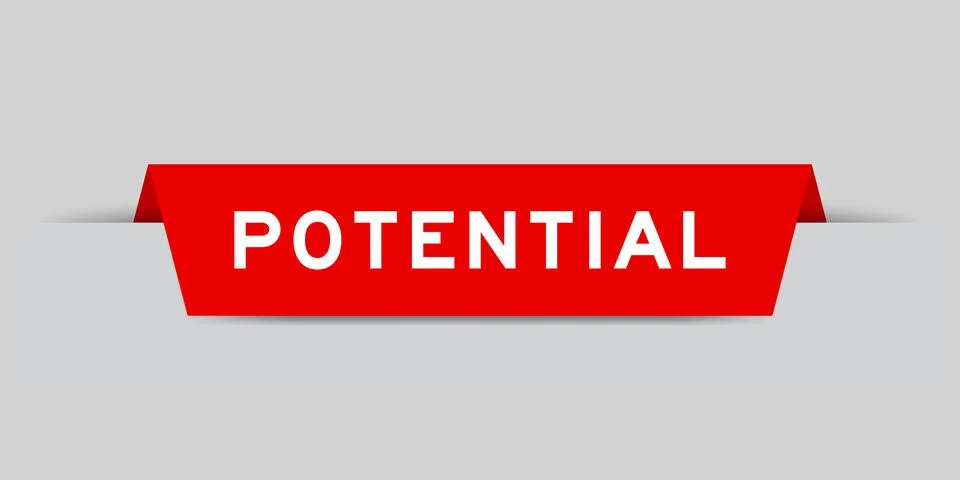 Red color inserted label with word potential on gray background 库存插图