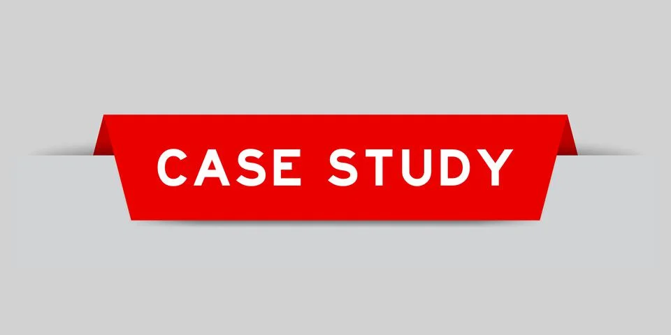 Red color inserted label with word case study on gray background Stock Illustration