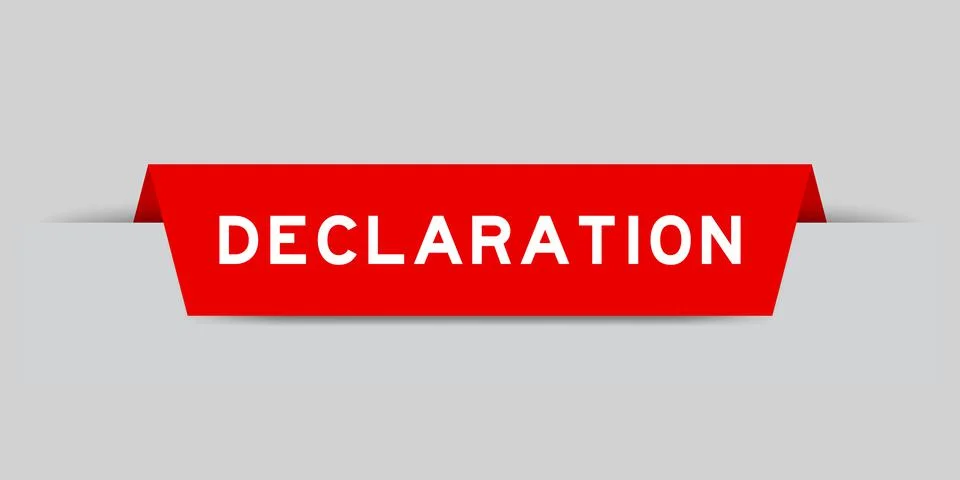 Red color inserted label with word declaration on gray background Stock Illustration