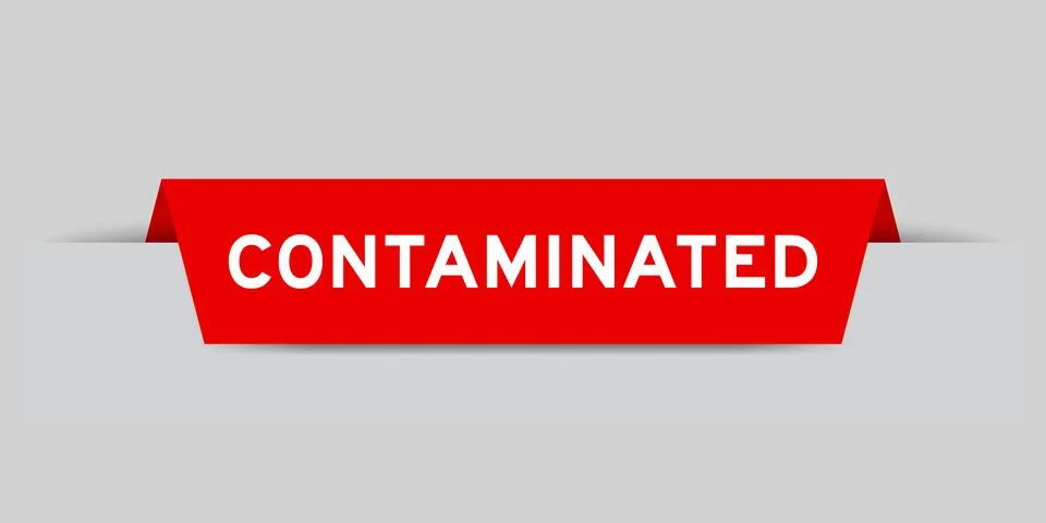 Red color inserted label with word contaminated on gray background Stock Illustration