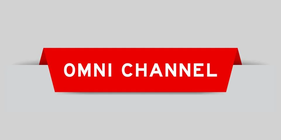 Red color inserted label with word omni channel on gray background Stock Illustration