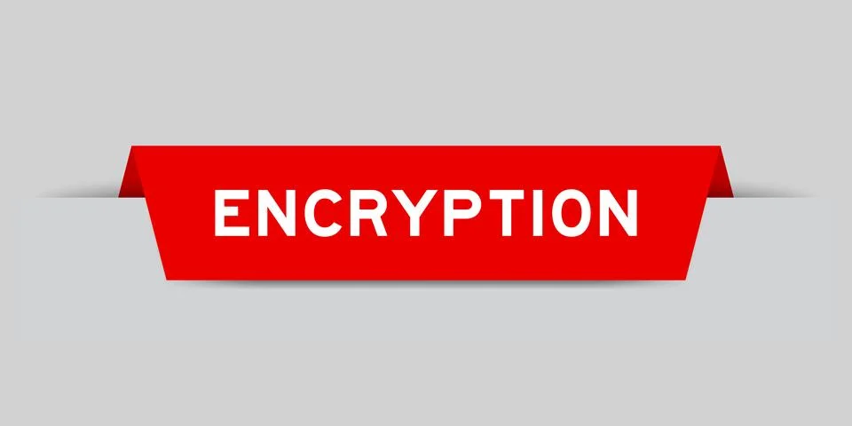 Red color inserted label with word encryption on gray background イラスト素材