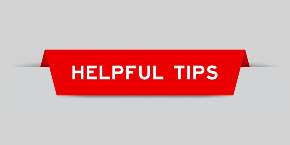 Red color inserted label with word helpful tips on gray background Stock Illustration