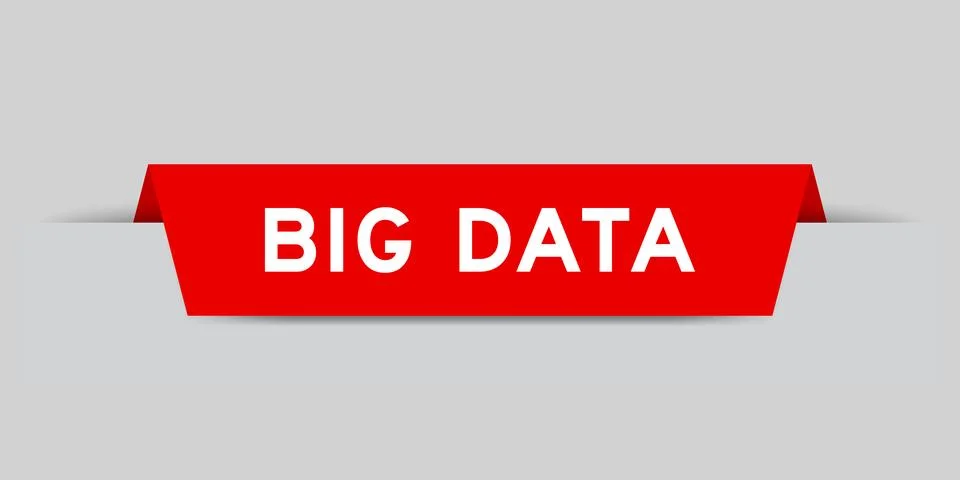 Red color inserted label with word big data on gray background Illustrazione stock