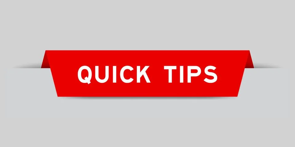 Red color inserted label with word quick tips on gray background Stock Illustration