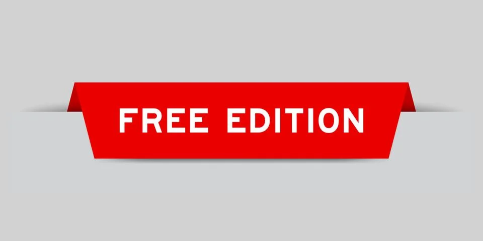 Red color inserted label with word free edition on gray background 스톡 일러스트