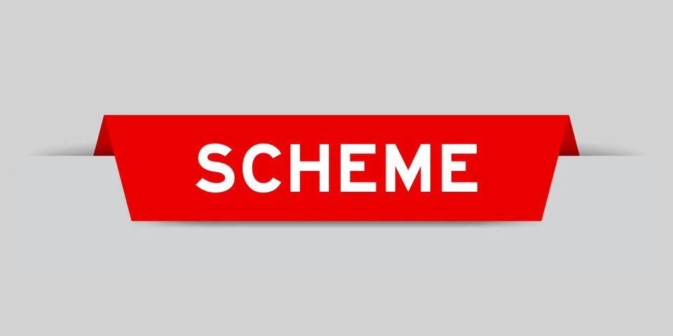 Red color inserted label with word scheme on gray background Stock Illustration