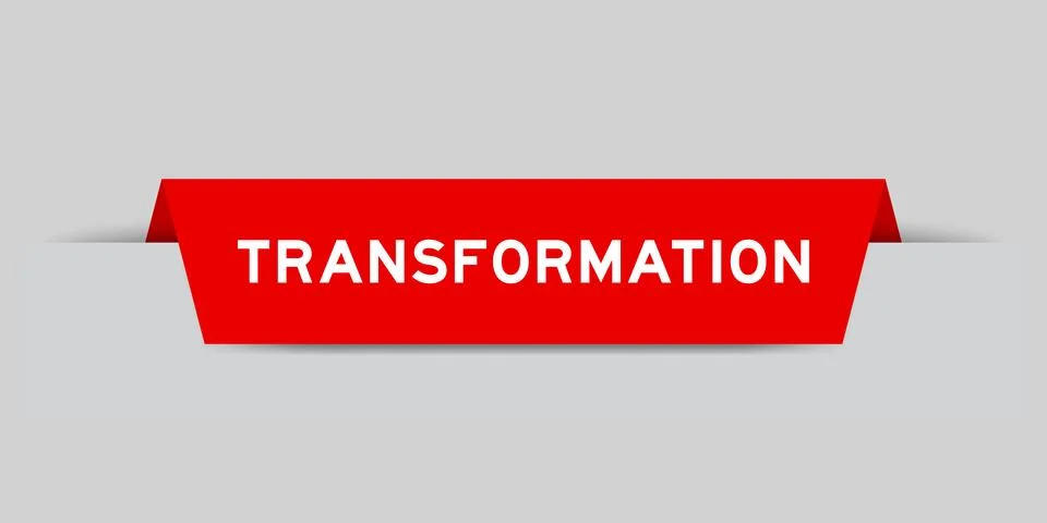 Red color inserted label with word transformation on gray background Illustrazione stock