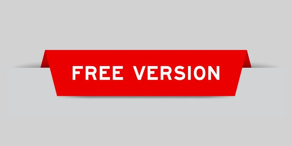 Red color inserted label with word free version on gray backgroundv 스톡 일러스트
