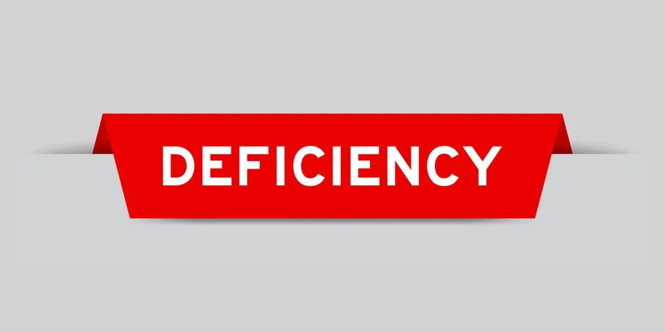 Red color inserted label with word deficiency on gray background Stock Illustration