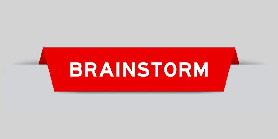 Red color inserted label with word brainstorm on gray background Stock Illustration