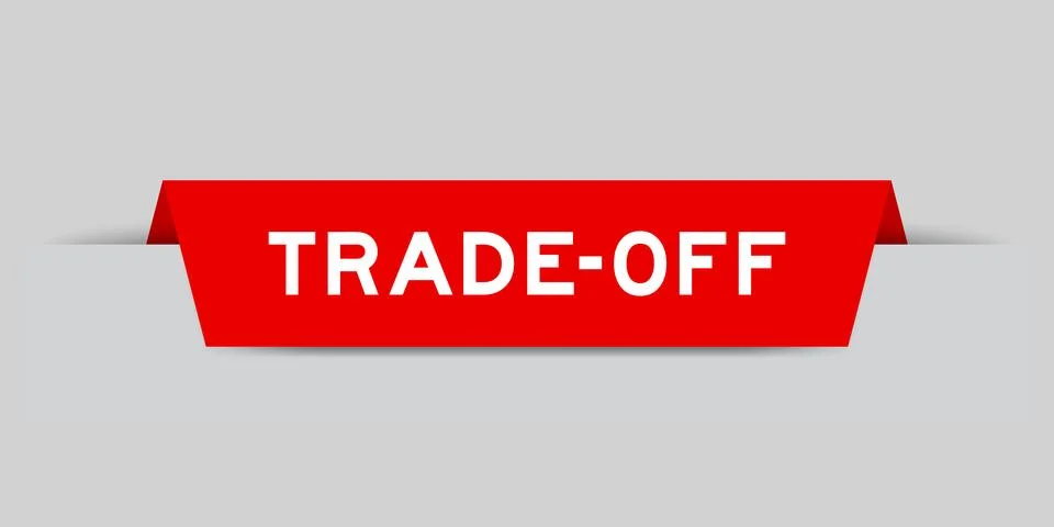 Red color inserted label with word trade-off on gray background Illustrazione stock