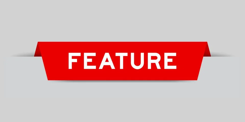 Red color inserted label with word featured on gray background Illustrazione stock