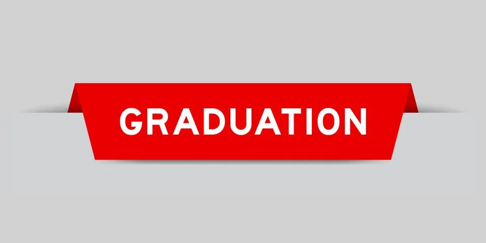 Red color inserted label with word graduation on gray background Stock Illustration