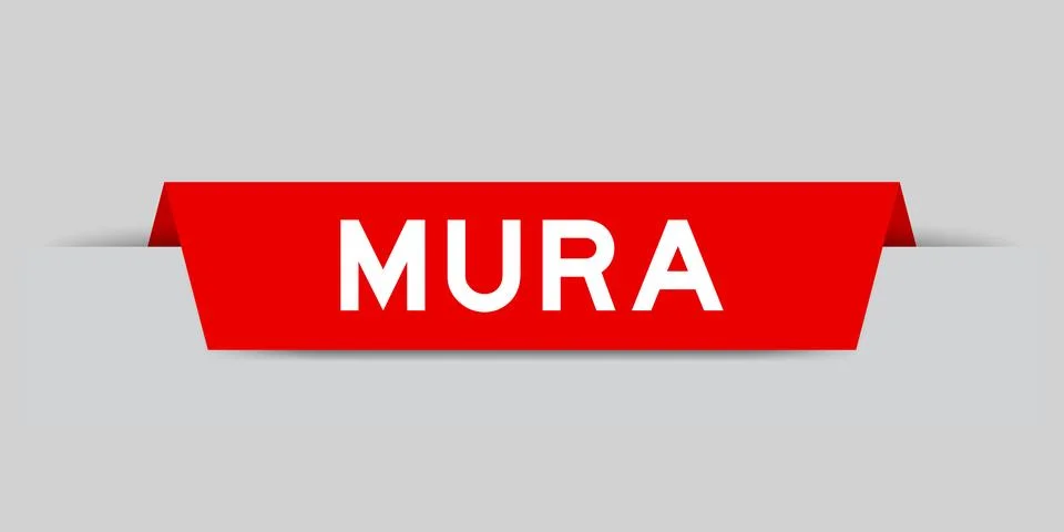 Red color inserted label with word mura on gray background Stock Illustration