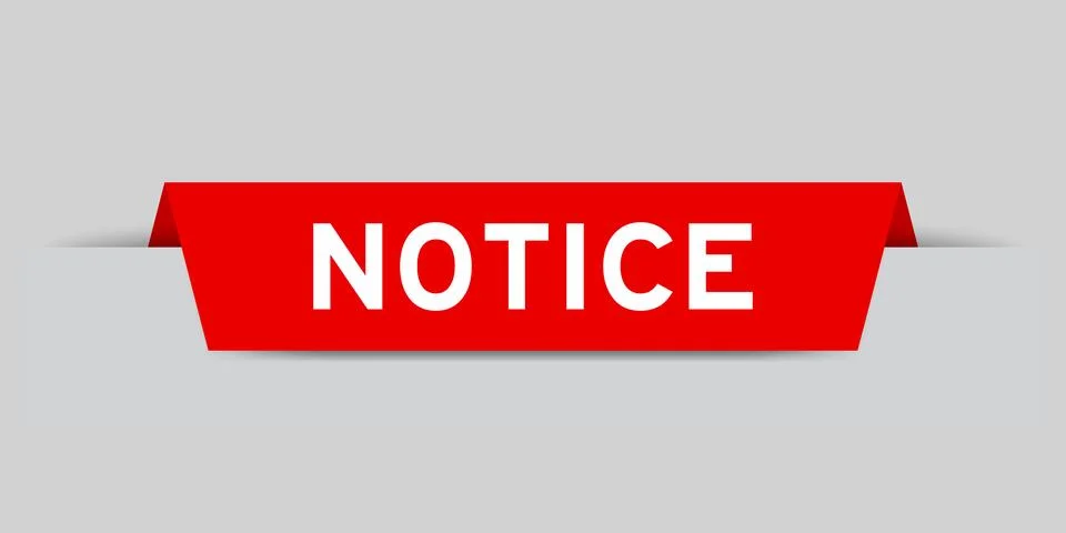 Red color inserted label with word notice on gray background Ilustração Stock
