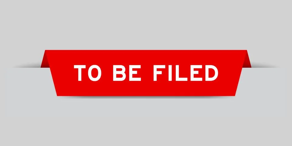 Red color inserted label with word to be filed on gray background Illustrazione stock