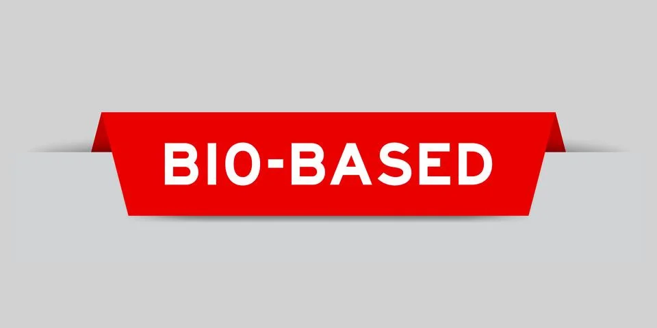 Red color inserted label with word bio based on gray background Stock Illustration