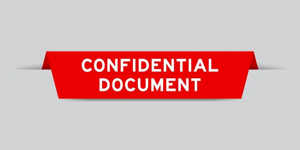 Red color inserted label with word confidential document on gray background Stock Illustration