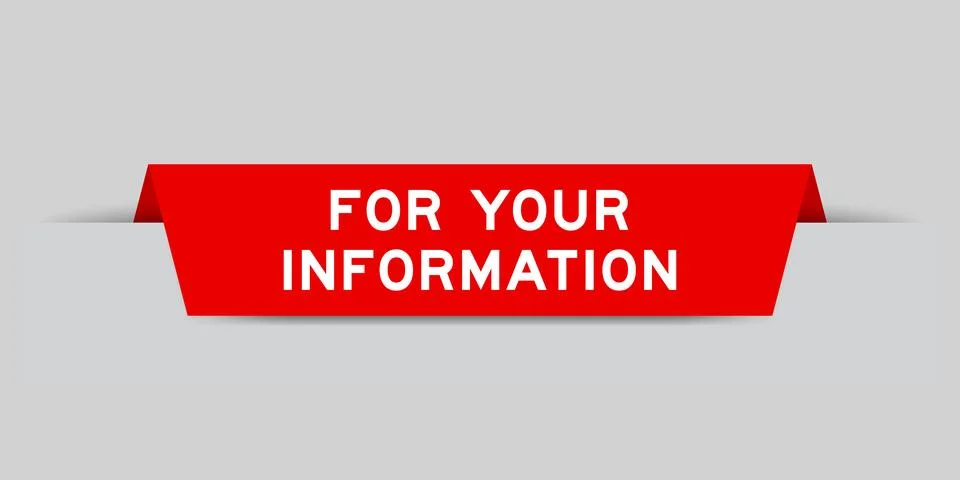 Red color inserted label with word for your information on gray background Stock Illustration