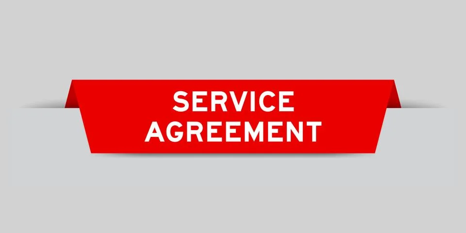 Red color inserted label with word service agreement on gray background Stock Illustration