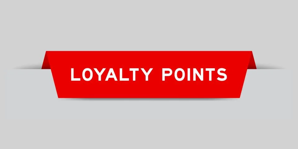 Red color inserted label with word loyalty points on gray background Illustrazione stock
