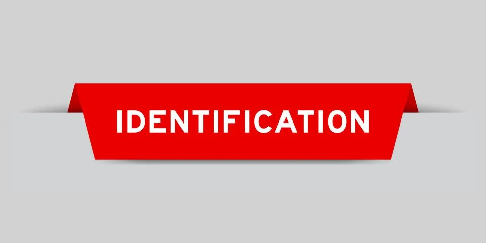 Red color inserted label with word identification on gray background イラスト素材