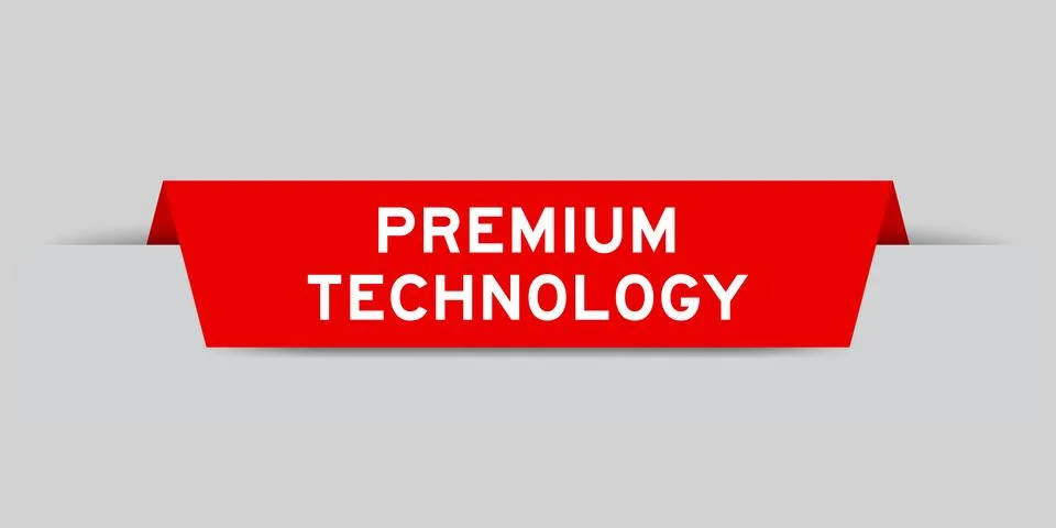 Red color inserted label with word premium technology on gray background Stock Illustration