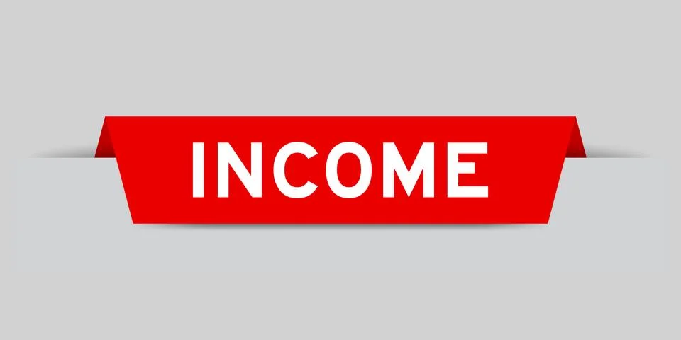 Red color inserted label with word income on gray background 库存插图