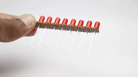 Red Color LED or light emitting diodes are connected to an empty pcb 스톡 동영상 169675862