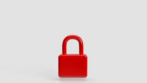 Red color lock on white background  3d rendering Stock Illustration