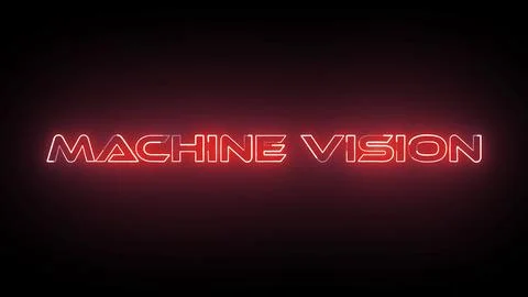 Red color Machine vision icon isolated on black background. Stock Illustration