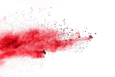 Red Color powder splash cloud isolated on white background Stock Photos