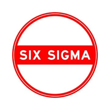 Red color round seal sticker in word six sigma on white background Stock Illustration
