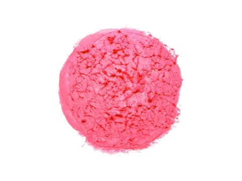 Red color sample smeared on white wall. Interior material design. Stock Photos