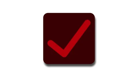 Red color simple 3d check mark animation with square shape on white backgrou Stock Footage 301617337
