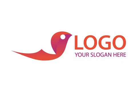 Red Color Simple Abstract Bird Logo Design	 Stock Illustration