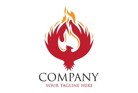 Red Color Simple Burn Phoenix logo Design	 Stock Illustration