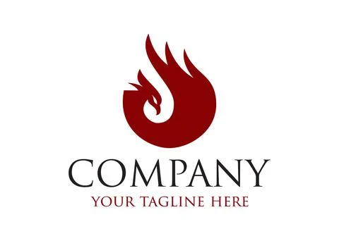 Red Color Simple Burn Phoenix logo Design	 Stock Illustration