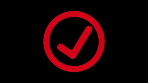 Red color simple check circle animation with black background Vidéo 301617371