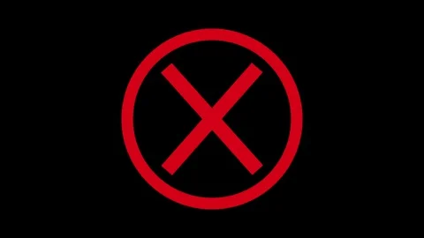 Red color simple circle X mark animation with black background Stock Footage 301617389